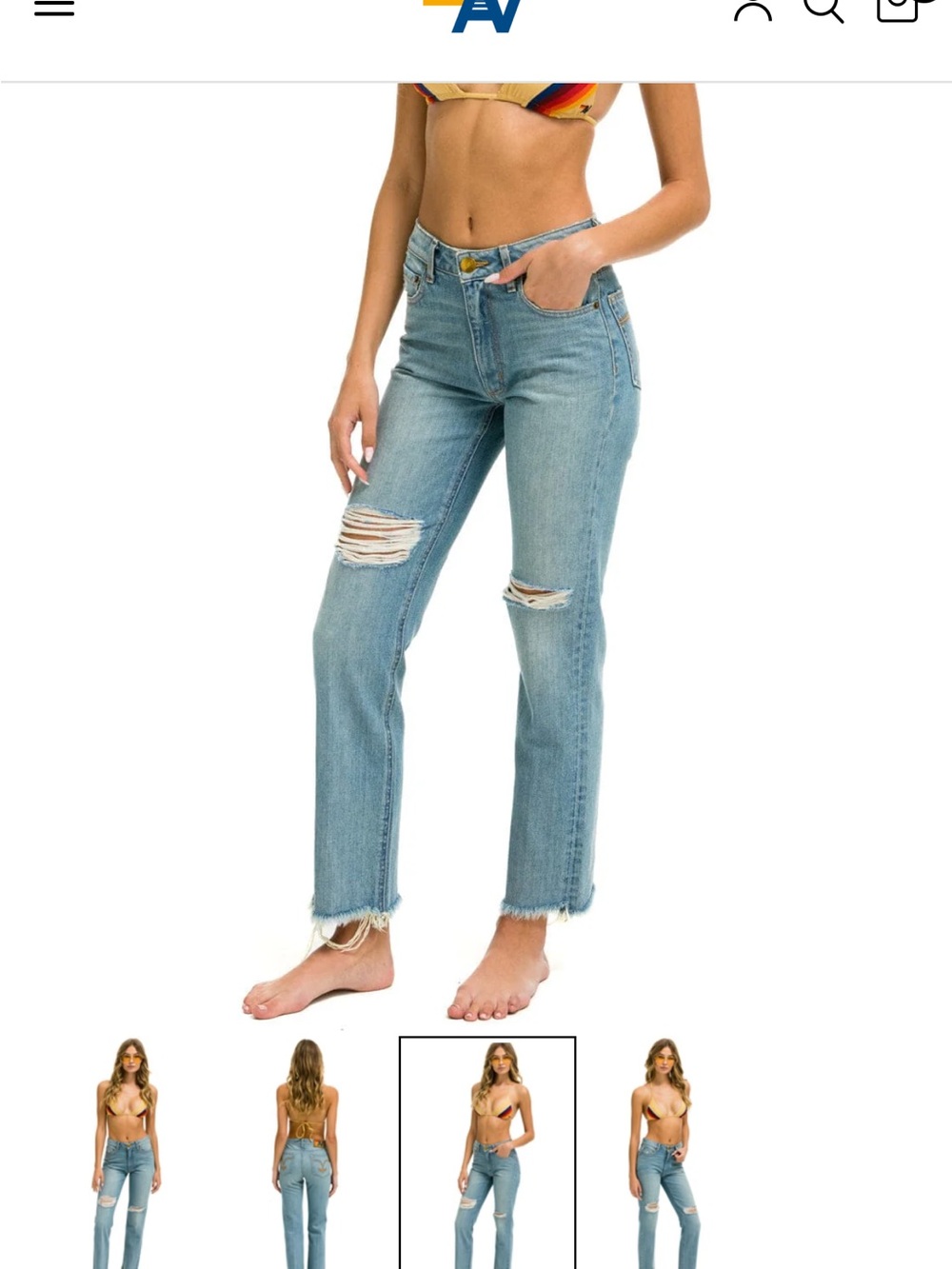 Aviator Nation Straight-Leg Jeans - Light Blue - Picture 3 of 7